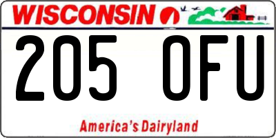 WI license plate 205OFU