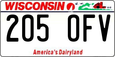 WI license plate 205OFV