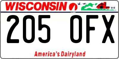 WI license plate 205OFX