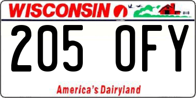 WI license plate 205OFY