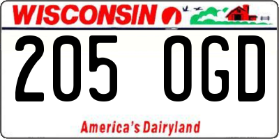 WI license plate 205OGD