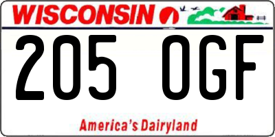 WI license plate 205OGF