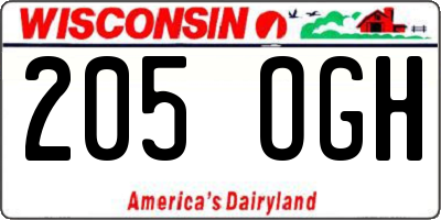 WI license plate 205OGH