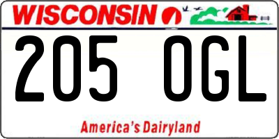 WI license plate 205OGL