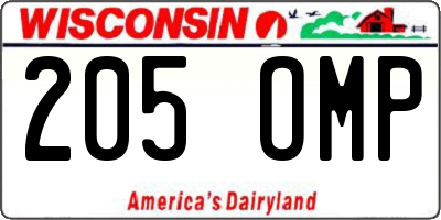 WI license plate 205OMP
