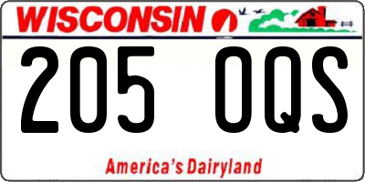 WI license plate 205OQS