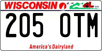 WI license plate 205OTM