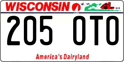 WI license plate 205OTO