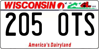 WI license plate 205OTS