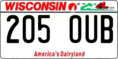 WI license plate 205OUB