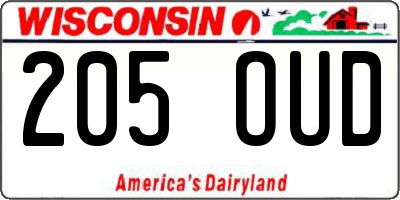 WI license plate 205OUD