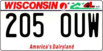 WI license plate 205OUW