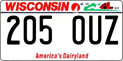 WI license plate 205OUZ