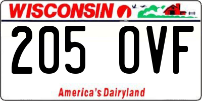 WI license plate 205OVF