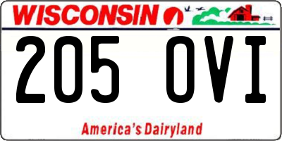 WI license plate 205OVI