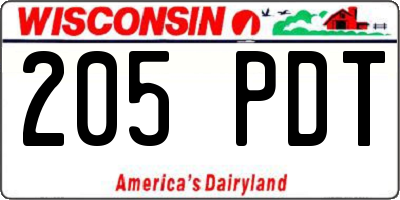 WI license plate 205PDT