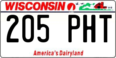 WI license plate 205PHT