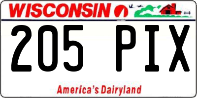 WI license plate 205PIX