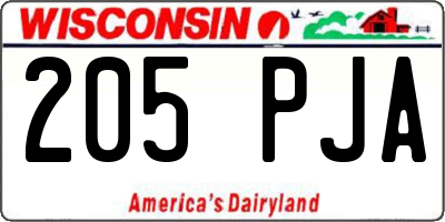 WI license plate 205PJA