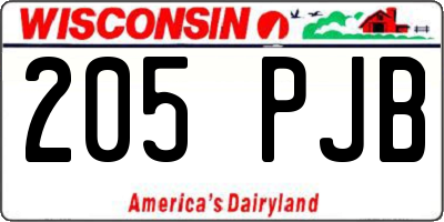 WI license plate 205PJB