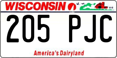 WI license plate 205PJC