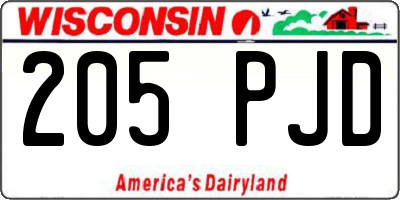 WI license plate 205PJD