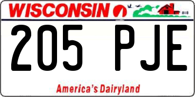 WI license plate 205PJE