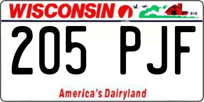 WI license plate 205PJF