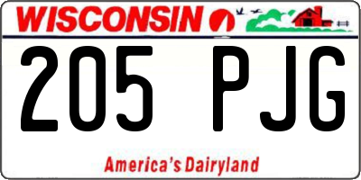WI license plate 205PJG