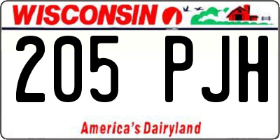 WI license plate 205PJH