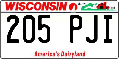 WI license plate 205PJI