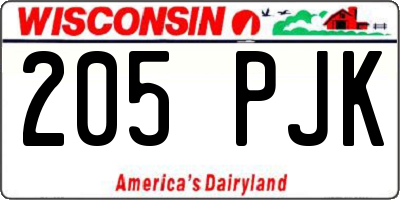 WI license plate 205PJK