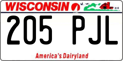 WI license plate 205PJL