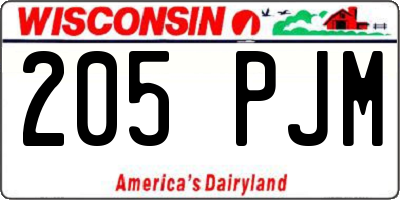 WI license plate 205PJM