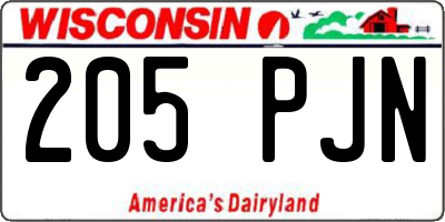 WI license plate 205PJN