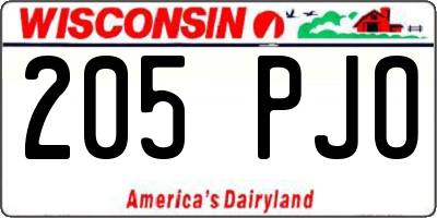 WI license plate 205PJO
