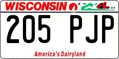 WI license plate 205PJP