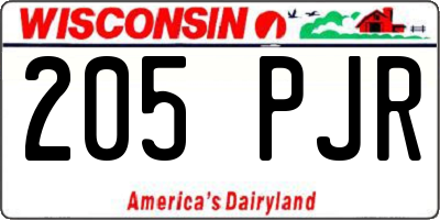 WI license plate 205PJR
