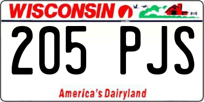 WI license plate 205PJS