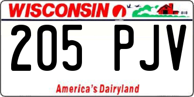 WI license plate 205PJV