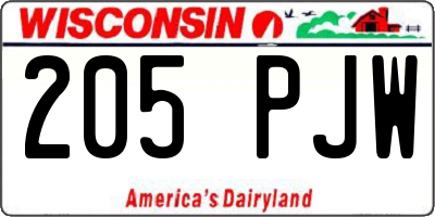 WI license plate 205PJW