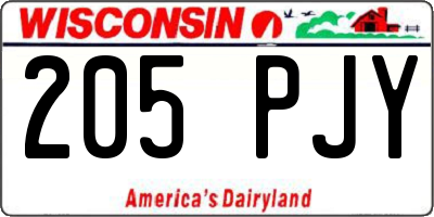 WI license plate 205PJY