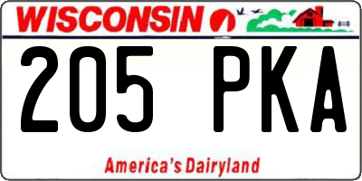 WI license plate 205PKA