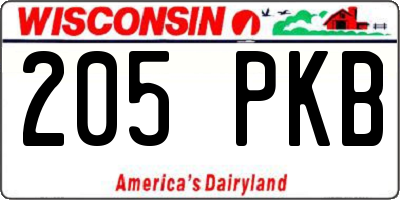 WI license plate 205PKB