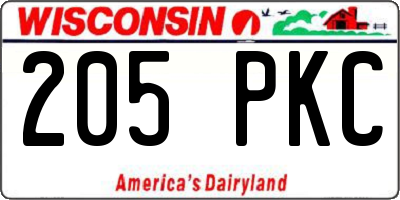 WI license plate 205PKC