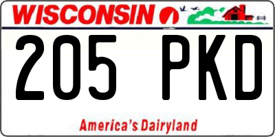 WI license plate 205PKD