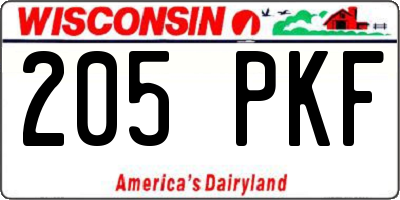 WI license plate 205PKF