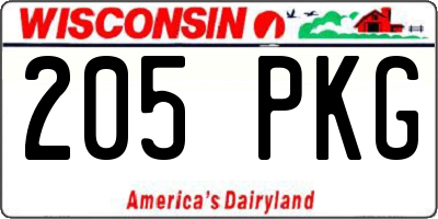 WI license plate 205PKG