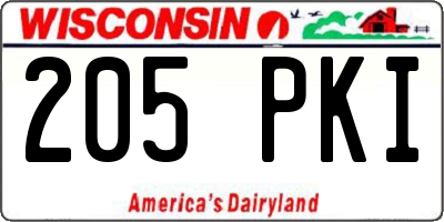 WI license plate 205PKI