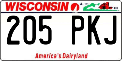 WI license plate 205PKJ